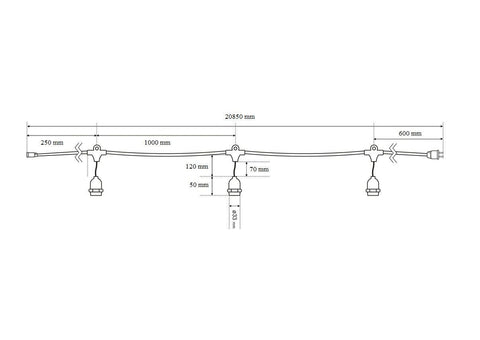 Ghirlanda Luminoasa 20M cu 20 Pendule, E27, IP65, Interconectabila - Home Lights