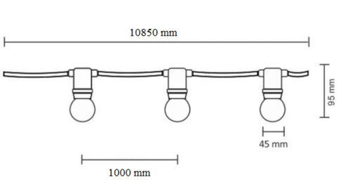 Ghirlanda Luminoasa 10M cu 10 Fasunguri E27, IP65, Interconectabila - Home Lights