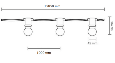 Ghirlanda Luminoasa 15M cu 15 Fasunguri E27, IP65, Interconectabila - Home Lights