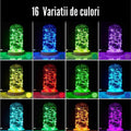 Ghirlanda Luminoasa Decorativa din Cupru 10M cu 100 LEDuri RGB, 16 Culori, cu Cablu USB si Telecomanda - SoLedlight